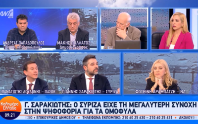 Σαρακιώτης στον ΑΝΤ1: «Καταρρίφθηκε ο μύθος του Πρωθυπουργού του 41%»